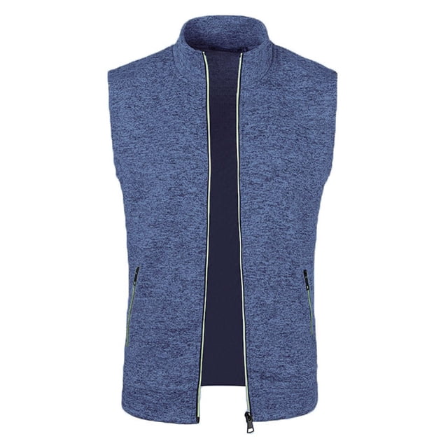 Penkiiy Men's Full-zip Polar Fleece Vest Lightweight Sleeveless Jacket S Navy