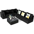 thumbnail image 2 of Costway 7PCS Patio Rattan Sofa Set Sectional Conversation Furniture Set Garden Black, 2 of 10