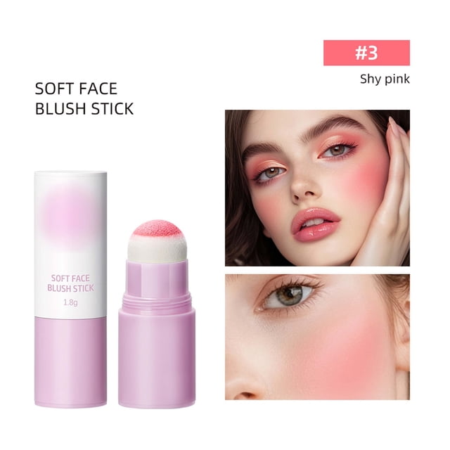 FcBaudy Blush for Cheeks, Rose Powder Blush Sponge Head Powder Blusher Stick 1.8g blusher blusher