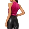 thumbnail image 3 of INSPIRE CHIC Débardeur Court de Fête en Velours pour Femme à Col Licou Sans Manches avec Fermeture Éclair au Dos TP Rose Vif, 3 of 6