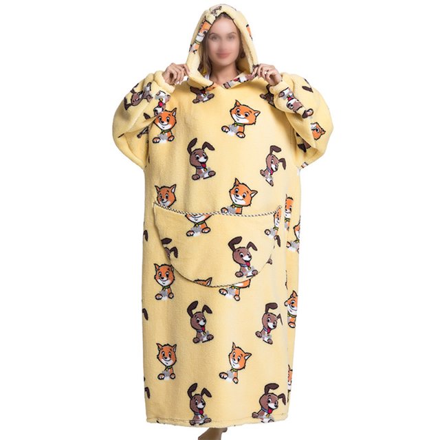 LUXUR Chemises de Nuit à Capuche pour Femmes, Robe de Nuit, Robe de Sommeil, Imprimé Chat Chien