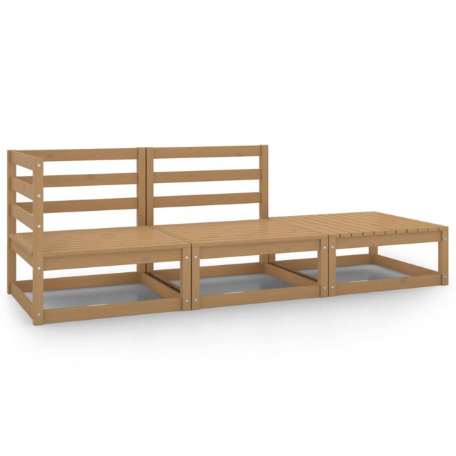 vidaXL 3 Piece Garden Lounge Set Honey Brown Solid Pinewood