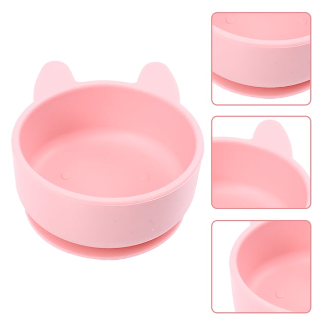 YSNOOWE 1Pack Cute Bowl Silicone Round Pink Easy to Clean for Kids Mealtime