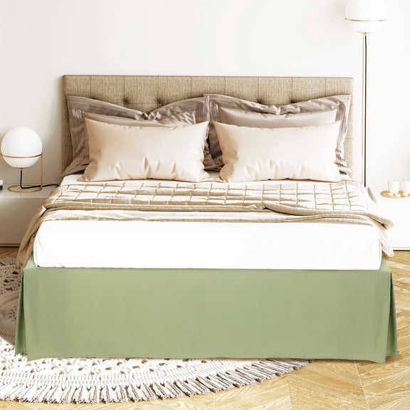 PiccoCasa Bed Skirt Double Brushed Microfiber with Dust Ruffle, King Olive Green