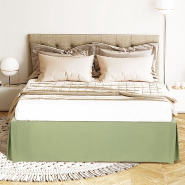PiccoCasa Bed Skirt Double Brushed Microfiber with Dust Ruffle, King Olive Green