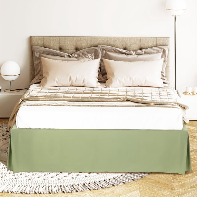 PiccoCasa Bed Skirt Double Brushed Microfiber with Dust Ruffle, Twin Olive Green