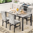 thumbnail image 1 of Furlinkhm Dining Table Set for 4 Faux Marble Kitchen Table and Chairs Set of 4, 5 Piece with PU Leather Upholstered Dinner Chairs for Compact Dining Room, Small Space, Gray, 1 of 6