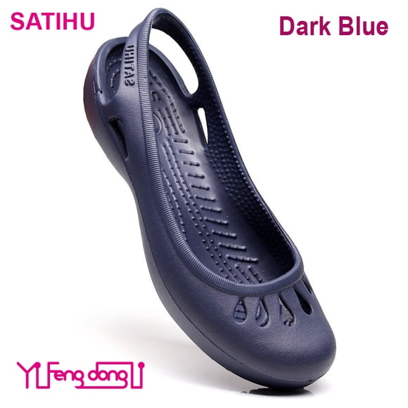 Certified Satihu Summer New Lightweight Anti Slip Hole Shoes Clog For Women‘s Flat Bottom Sandals Nurse Outdoor Beach Jelly LS