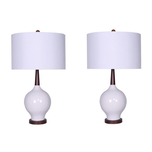 Sagebrook Home S/2 Lampes de Table en Céramique de 27,5 Po, Blanc