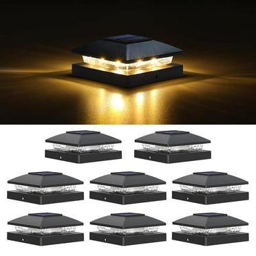 EIGTHTAIL 8 Pack Solar Post Cap Lights  4x4 Outdoor LED Fence Post Cap Lights  Solar Powered Deck Lights for Dock Waterproof  fit for Wooden/Vinyl Posts