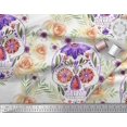 thumbnail image 3 of Soimoi Poly Georgette Fabric Skull,Rose & Anemone Flower Printed Fabric 1 Yard 52 Inch Wide, 3 of 3