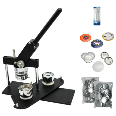 ChiButtons Kit de Fabrication de Boutons 44 mm (1 3/4 Pouces) Presse à Badges - B400 + Moules Ronds de 44 mm + Ensemble de 100 Composants de Boutons + Coupe-Cercle Ajustable (Noir-Neuf)