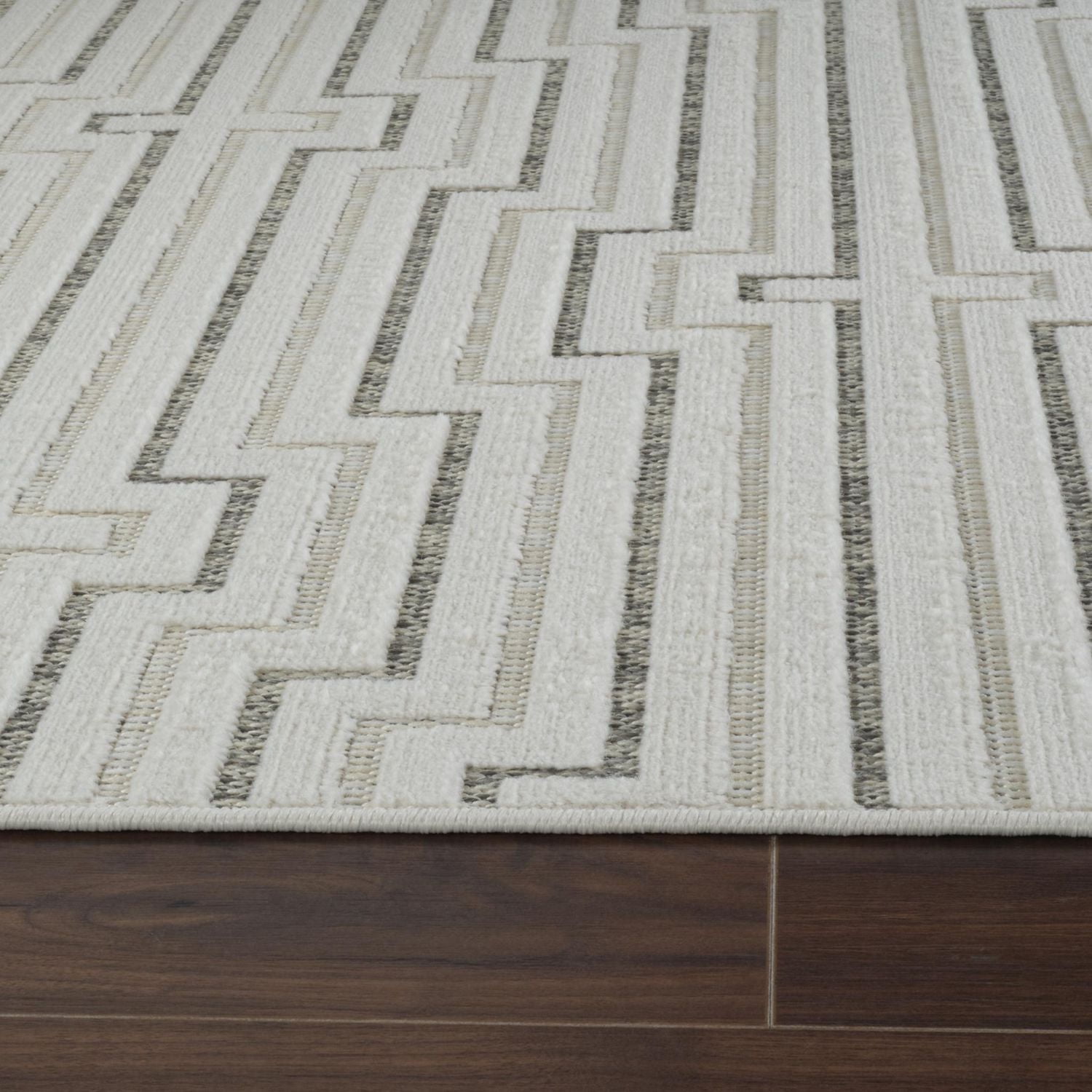 Tapis d'interieur exterieur abstrait Rug Branch Maise, beige creme, moderne - Entree, couloir, salle de bain et cuisine