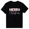 thumbnail image 1 of Blouse de Noël pour Femmes Hommes Col Rond Manches Courtes Imprimé Joyeux Noël Hauts de Famille T-Shirt Blouse Joyeux Noël de la Famille Hauts à Manches Courtes pour Femmes Hauts Manches 3/4, 1 of 2