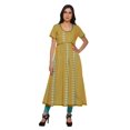 thumbnail image 1 of Moomaya Robes Imprimées à Fente avant pour Femmes Kurti à Manches Courtes Tenue d'Été, 1 of 6