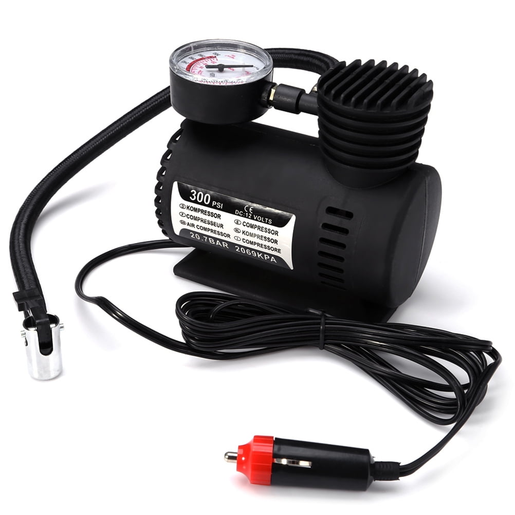 USHOBE 300 PSI DC 12V Air Compressor Tyre Inflator with Pressure Gauge for Cars Motorcycles Black 15