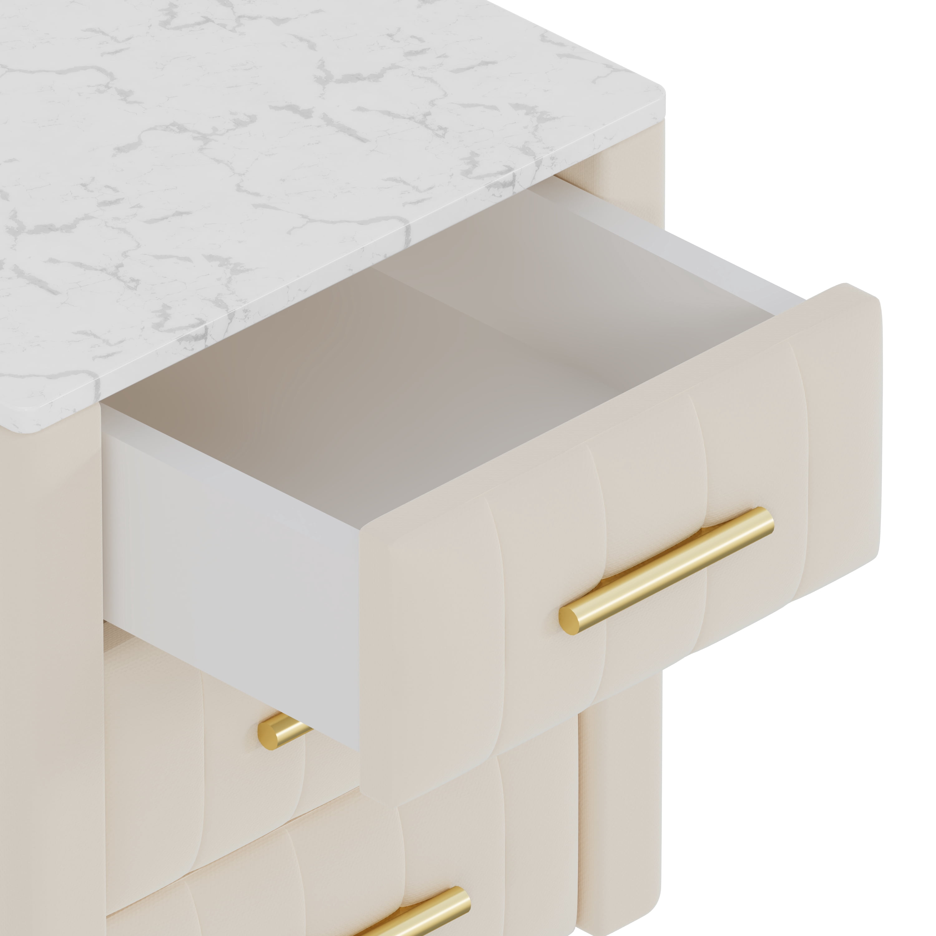 Table de chevet élégante en velours Noble House, beige