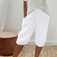 thumbnail image 2 of Dealovy Cotton Linen Shorts for Women High Waisted Drawstring Lightweight Knee Length Shorts with Pockets, 2 of 6