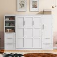 thumbnail image 2 of Queen Size Murphy Bed Wall Bed with Integrated Storage MDF+LVL, White color, 2 of 11