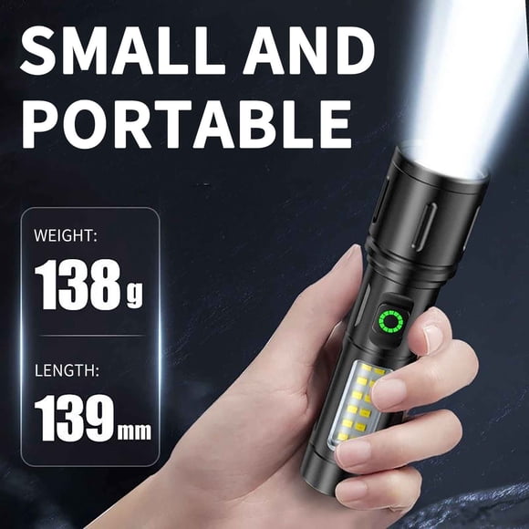 HOARBOEG Lampe de Poche Puissante Extérieur Ménage Mini Rechargeable Petite Personne Âgée Portable Longue Portée Lampe à Main