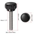 thumbnail image 2 of Uxcell 4 Pcs Boutons de Serrage Moletés M8 x 45mm 304 Acier Inoxydable Goujon Fileté Tête Ronde 25mm Vis à Pouce Noir, 2 of 5