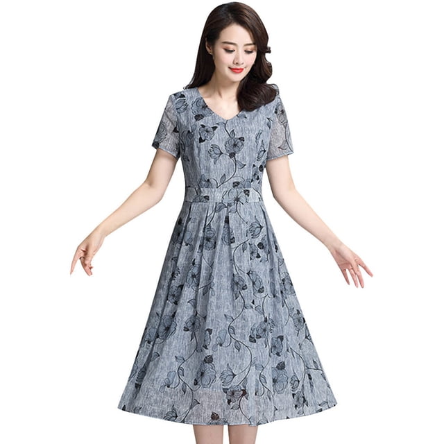 Ketyyh-chn99 Robes pour Femmes Robe d'Été Robe Extensible à Manches Longues Robe Longue Confortable Bleu,G