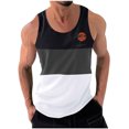 thumbnail image 2 of Débardeur pour Hommes, Mode Décontractée Patchwork Imprimé Pull Col Rond Débardeurs de Sport, 2 of 6