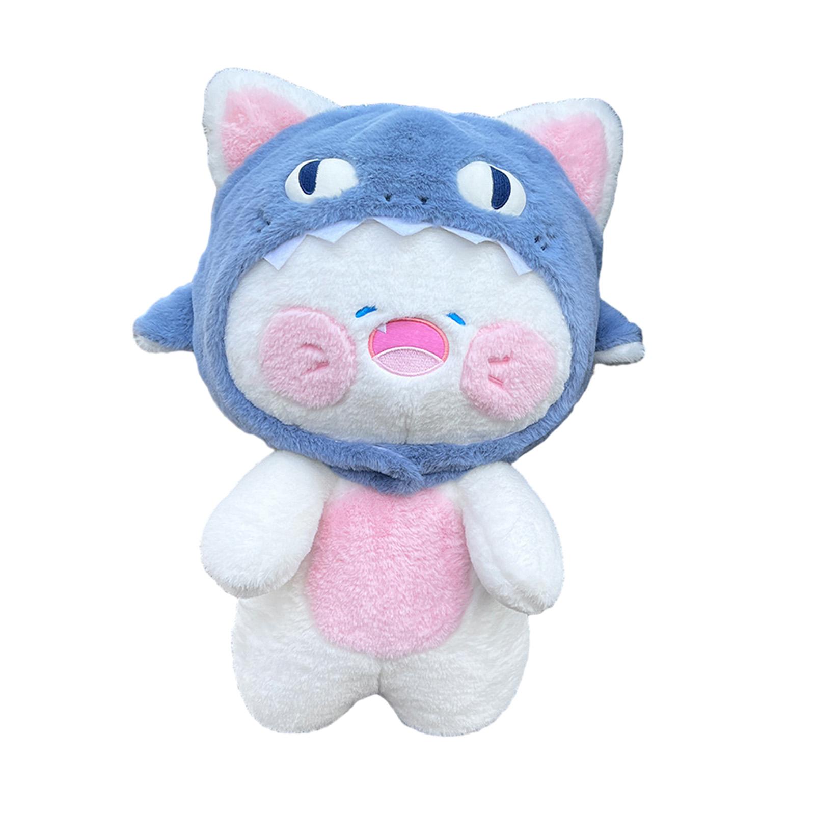 Peluche Chat Requin Confortable Coussin de Canapé pour Dormir Adorable Mignon Chat Requin 50 cm