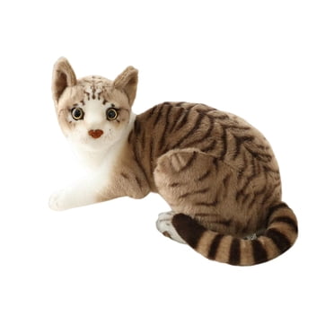 Jouet en Peluche Chat Réaliste Décoration Confortable Figurines pour la Maison Animal en Peluche 40 cm Chat Gris