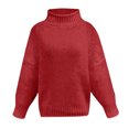 thumbnail image 4 of IROINID Chandail en Tricot pour Femmes Col Rond Couleur Unie Ample Mi-Longueur Manches Longues, 4 of 5