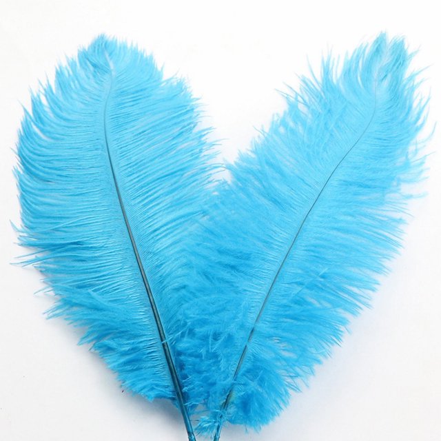 Ostrich Feather 30-35Cm Colorful Feather Decoration 36# Lake Blue H Feather (1*Feather)