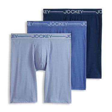Jockey Men's Organic Cotton Stretch 9.5" Long Leg Boxer Brief - 3 Pack