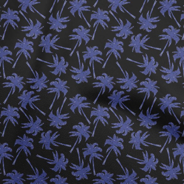 oneOone Silk Tabby Black Fabric Tropical Palm Tree Craft Projects Decor Fabric Printed By The Yard 42 Inch Wide