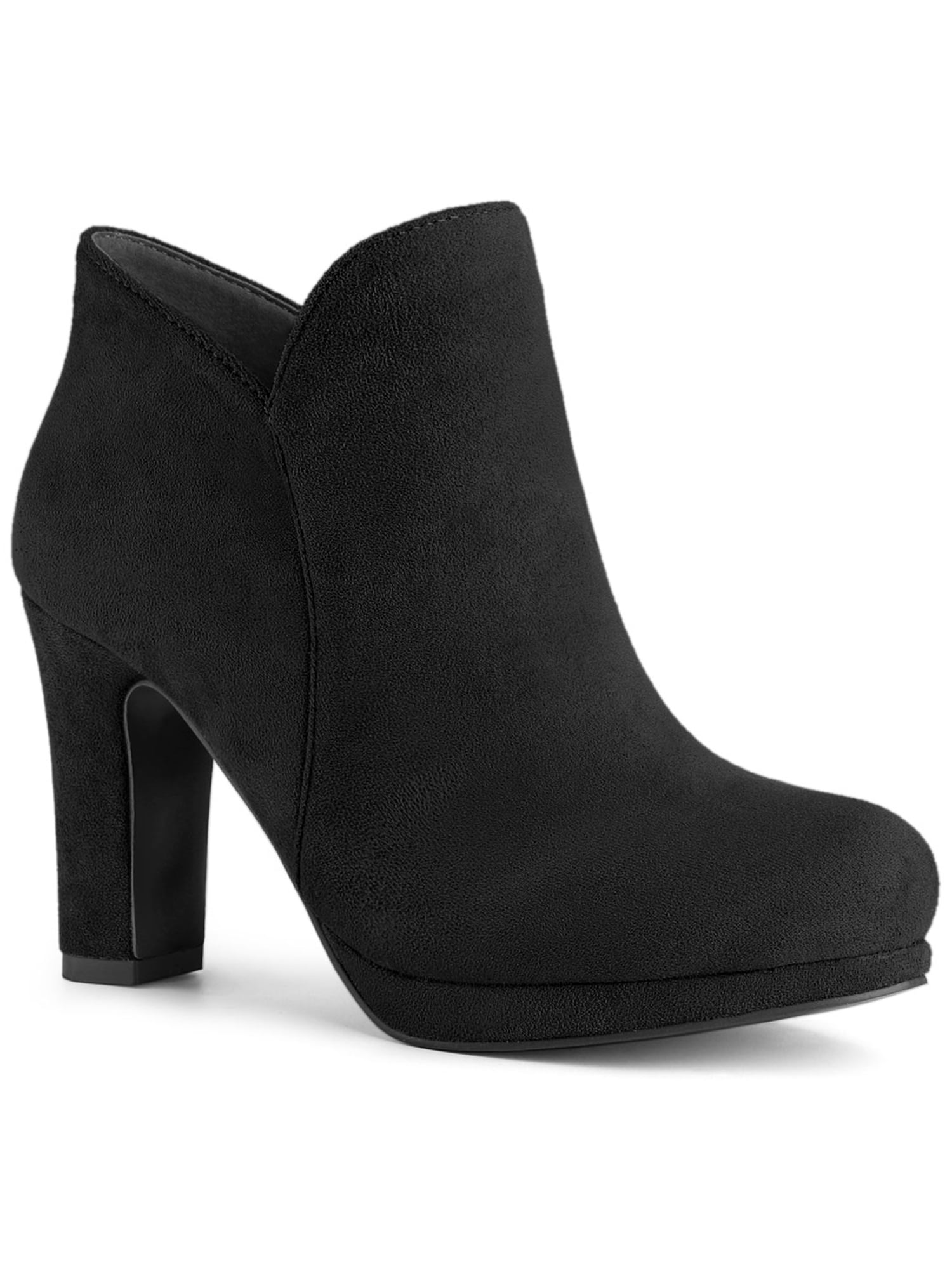 Unique Bargains Women's Round Toe Chunky Heels Ankle Heel Boots
