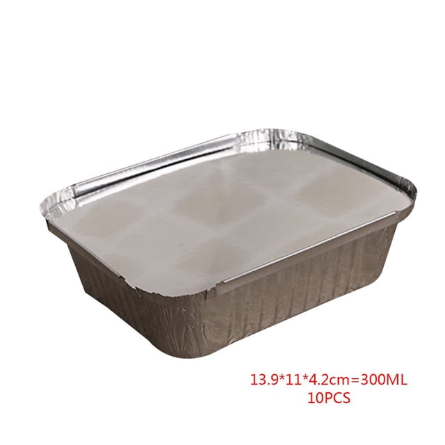 10pcs Rectangle Shaped Disposable Aluminum Foil Pan Take-out Food Containers with Aluminum Lids/Without Lid