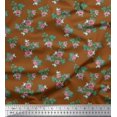 thumbnail image 1 of Soimoi Georgette Viscose Tissu Feuilles & Rose Imprimé Floral 1 Yard 42 Inch Wide, 1 of 3
