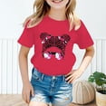 thumbnail image 2 of LUOGENLI T-Shirt pour Filles Enfant Filles Mignon Imprimé Graphique Col Rond Manche Courte Tee Été Décontracté Chemise Hauts Maxi Chemises pour Filles 5-6 Ans, 2 of 5