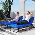 thumbnail image 2 of Outsunny 2 PCs Folding Lounge Chairs, Reclining Tanning Chairs, Blue, 2 of 10