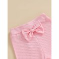 thumbnail image 4 of Kmbangi Kids Girl Flare Pants Solid Color Ribbed Elastic Bell Bottoms Trousers Bow Ruffle Pants for Toddler Baby, 4 of 8