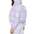 thumbnail image 3 of Gupgi Women Long Sleeve Stand Collar Metallic Quilted Puffer Jackets, 3 of 5
