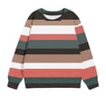 thumbnail image 3 of RXIRUCGD Chandail à Rayures à Blocs de Couleur pour Filles, Col Rond, Manches Longues, Chandails Décontractés Amples, Hauts à Enfiler, Mode Automne Hiver, Tenues Mode Urbaine, Chandail Vert pour Filles Taille 2-3 Ans, 3 of 4