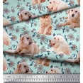 thumbnail image 2 of Soimoi Poly Georgette Fabric Floral,Book & Golden Retriever Dog Fabric Prints by Yard 52 Inch Wide, 2 of 3