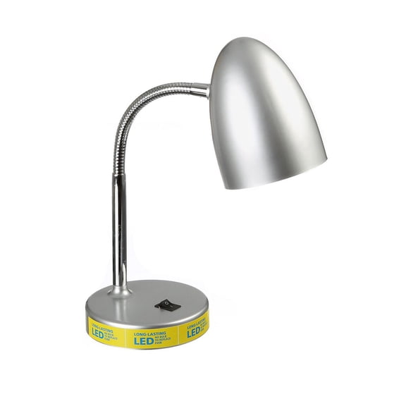 Lampe de bureau à DEL moderne Mainstays, plastique argenté