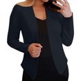 thumbnail image 2 of Women's Solid Color V-Neck Long Sleeve Casual Blouse Top Polyester Suit Jacket for Fall and Spring, 2 of 6