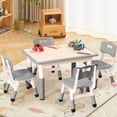 thumbnail image 2 of Ourlova Modern Kids Adjustable 31.5" Table and 4 Chair Set with Non-Slip Desk Legs & Graffiti Desktop Preschool Activity Kids Table Set, 2 of 9