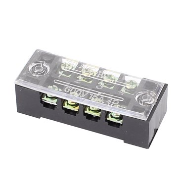 Unique Bargains 600V 15A 4P Dual Row Electric Barrier Terminal Block Wire Connector Bar