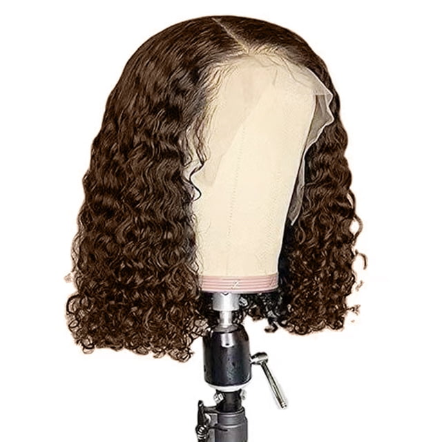 Pisexur Lace Front Wigs Human Hair Small Roll Front Lace Mesh Button Mesh Wrap Stick Soft,Human Hair Wig, Wavy Lace Front Wig, Pre Combed HD Front Black Female Curly Wig, 16 Inches