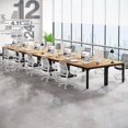 thumbnail image 1 of Tribesigns 6.5FT Modern Office Conference Table, 78.74-Inch Large Seminar Meeting Desk with Metal Legs and Adjustable Pads, Boardroom Training Table, Light Walnut, 1 of 5