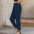 thumbnail image 4 of jovati Woman Solid Color Cotton and Linen Drawstring Elastic Waist Long Straight Pants, 4 of 9