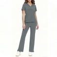 thumbnail image 2 of FRSASU Scrubs Set for Women Medical Uniform Stretch V-Neck Scrub Top & Drawstring Jogger Pant with Pockets Gray S(S), 2 of 7